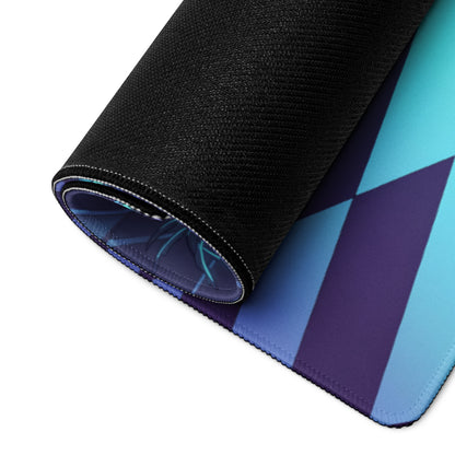 Lotus Evija Inspired Silver Cyan Vaporwave Gaming Mouse Pad – Neon Futuristic City Plaza Desk Mat with Retro Synthwave Checkerboard Art