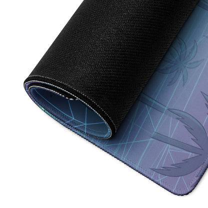 Mercedes-AMG GT3 Inspired Silver Blue Vaporwave Gaming Mouse Pad – Neon Futuristic Garage Desk Mat with Retro Synthwave Motorsport Anime Art