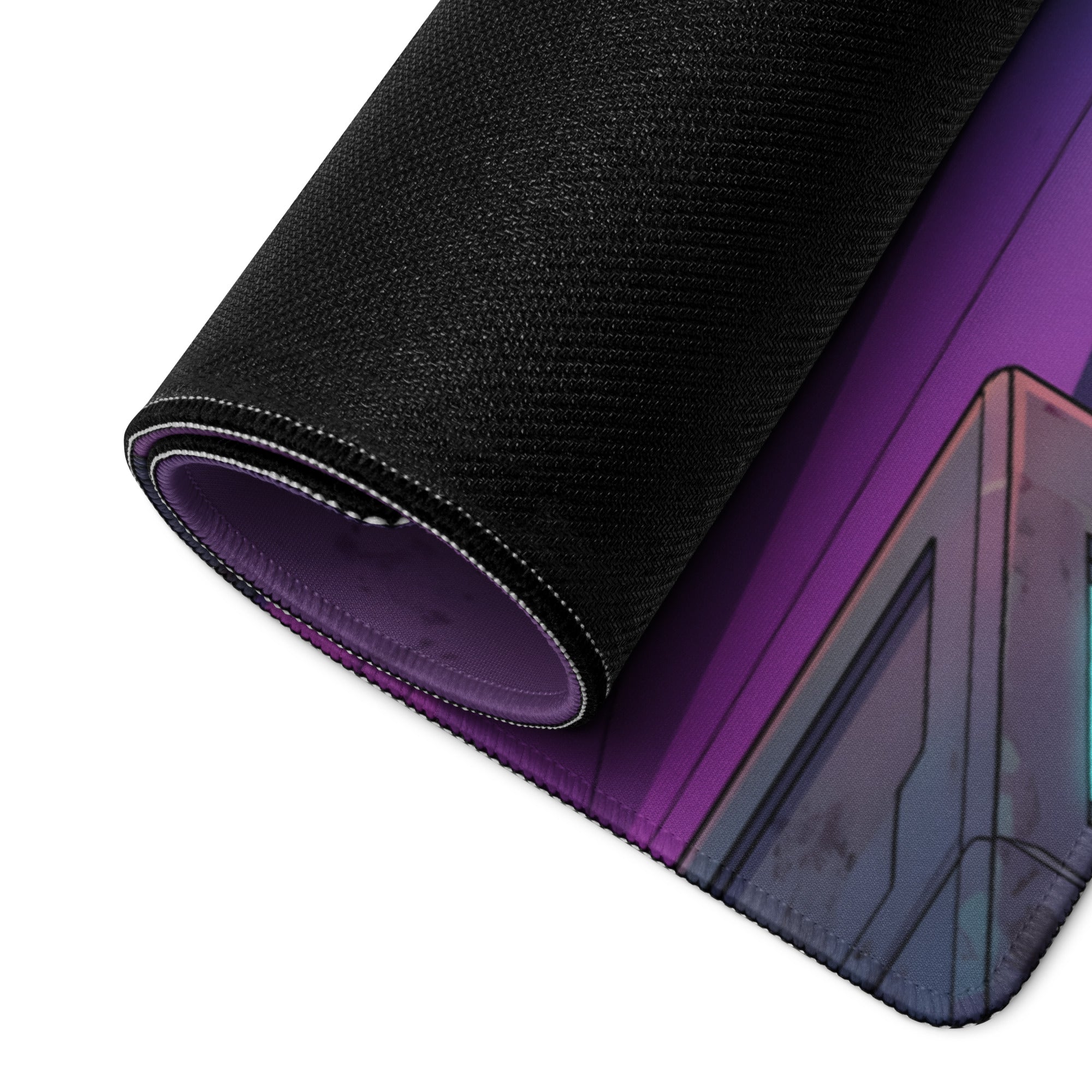 Mercedes-AMG GT3 Inspired Silver Purple Vaporwave Gaming Mouse Pad – Neon Futuristic Garage Desk Mat with Retro Synthwave Motorsport Art