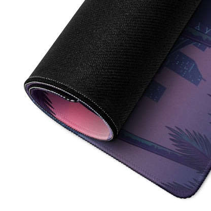 Mercedes-AMG GT Black Series Inspired Silver Purple Vaporwave Gaming Mouse Pad – Neon Sunset Supercar Desk Mat with Retro Futuristic Synthwave Art