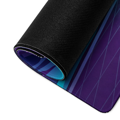 McLaren P1 Inspired Red Purple Vaporwave Gaming Mouse Pad – Neon Mountain Sunset Desk Mat with Retro Futuristic Grid and Synthwave Supercar Art