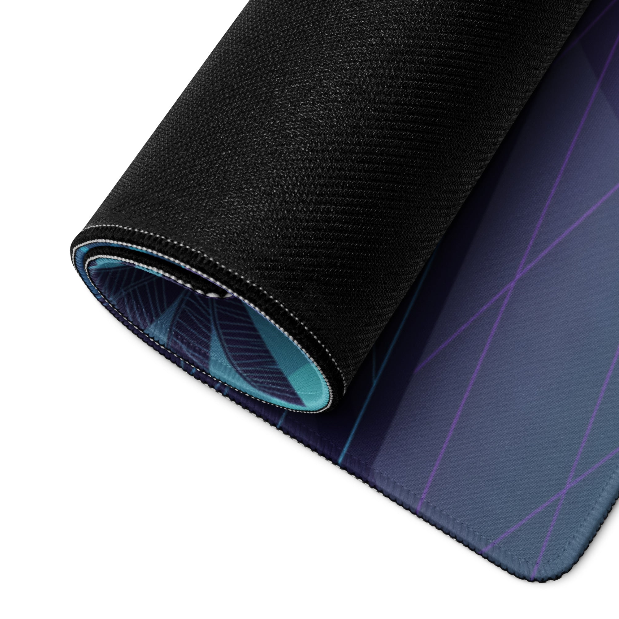 McLaren P1 Inspired Blue Purple Vaporwave Gaming Mouse Pad – Neon Coastal City Desk Mat with Retro Futuristic Sunset, Palm Trees and Supercar Art