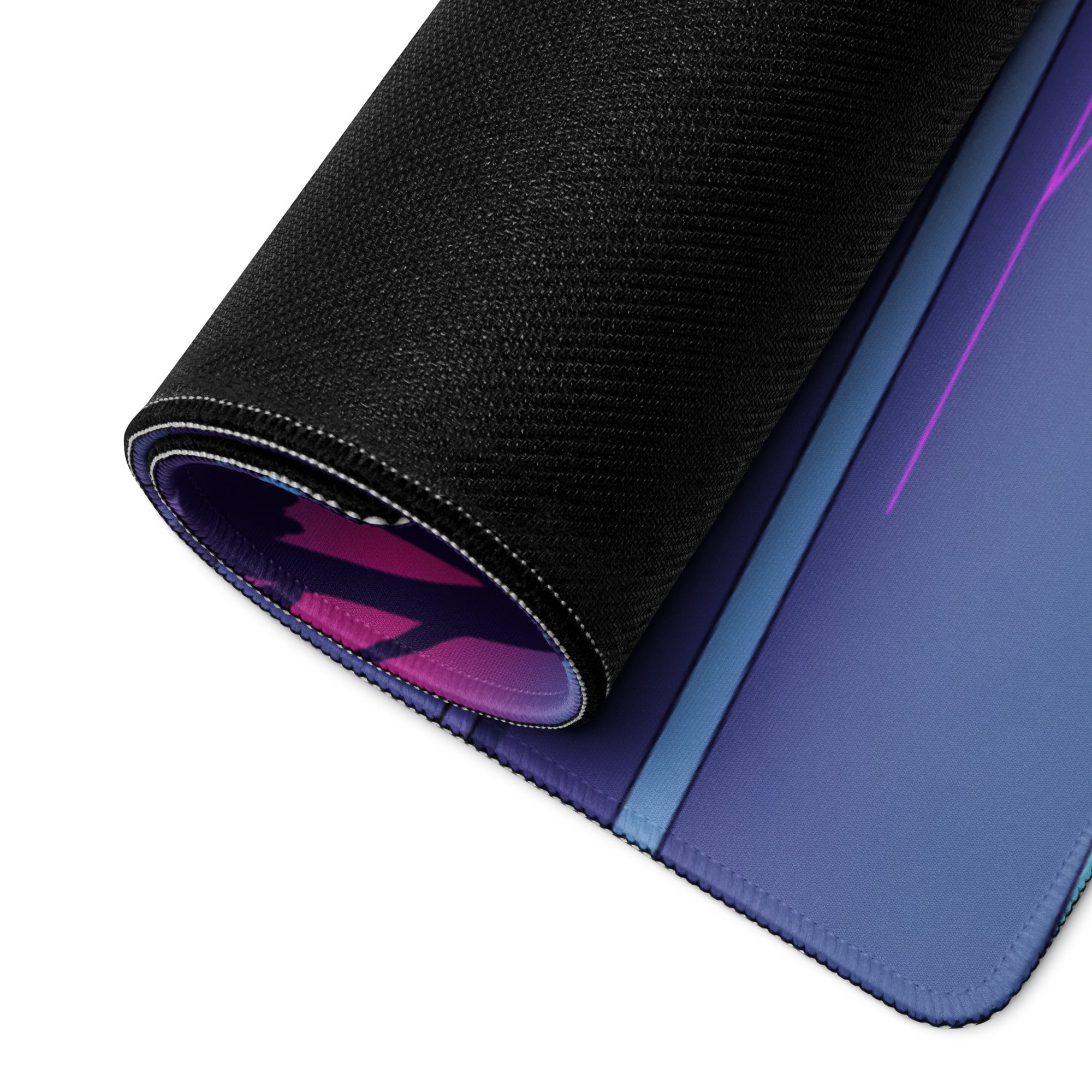 Nissan GT-R R35 Inspired Purple Cyan Vaporwave Gaming Mouse Pad – Neon Street Racing Desk Mat with Retro Futuristic Sunset and JDM Anime Art