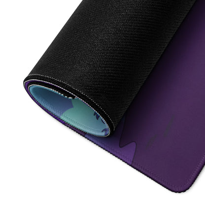 Lamborghini Huracán STO Inspired White Vaporwave Gaming Mouse Pad – Purple Cyan Tropical Waterfront Desk Mat with Dreamy Retro Futuristic Supercar Art