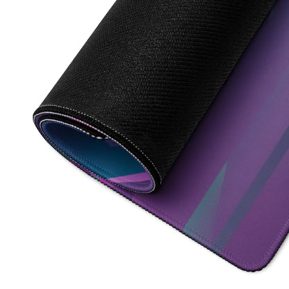 McLaren P1 Inspired Orange Purple Vaporwave Gaming Mouse Pad – Neon Futuristic City Skyline Desk Mat with Geometric Mountains and Retro Synthwave Art
