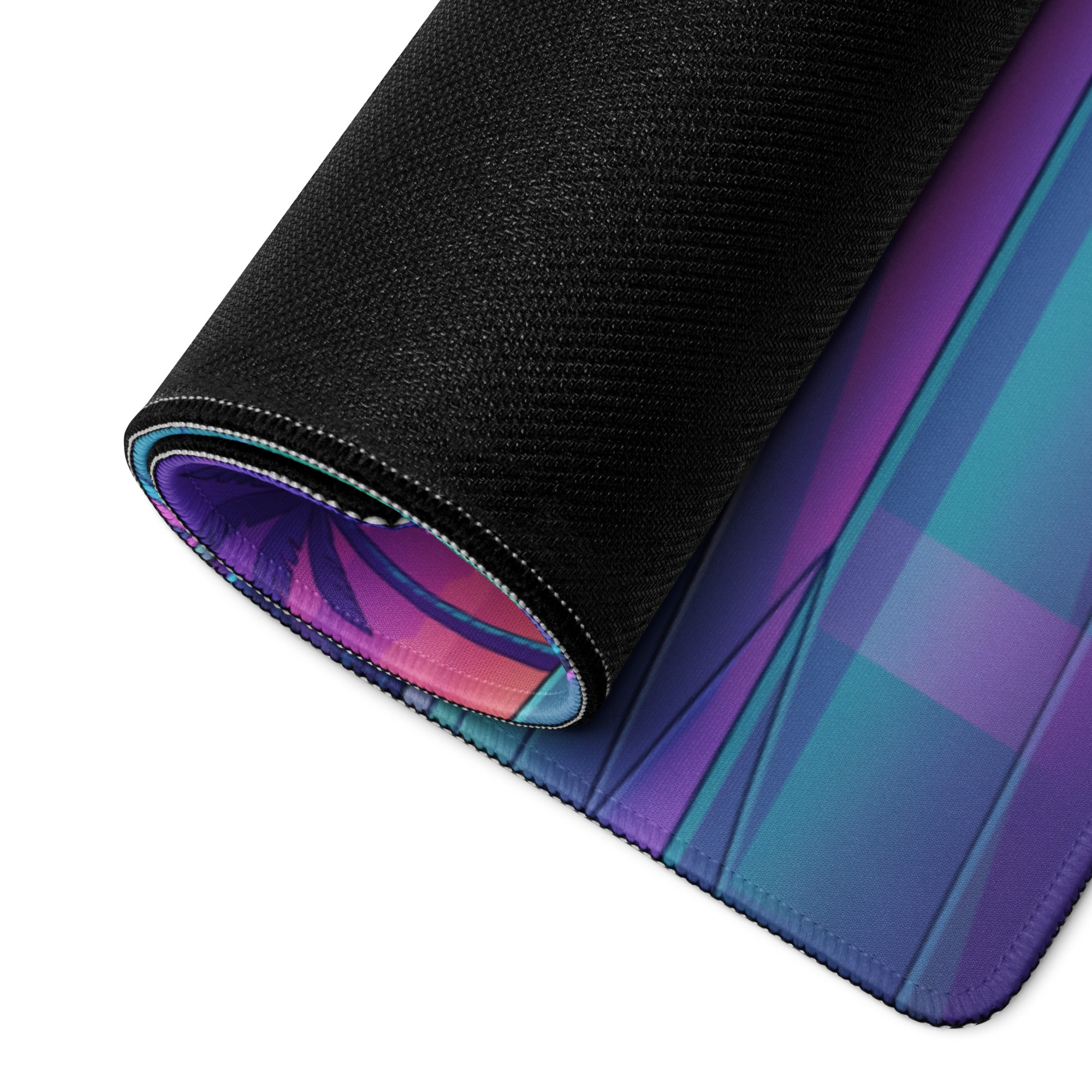 Lamborghini Sián Roadster Inspired Teal Purple Vaporwave Gaming Mouse Pad – Neon Luxury Garage Desk Mat with Retro Futuristic Supercar Artwork