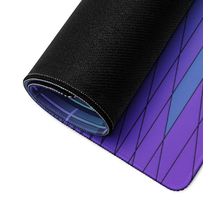 Porsche 918 Spyder Inspired Silver Purple Vaporwave Gaming Mouse Pad – Neon Palm City Grid Desk Mat, Retro Futuristic Hypercar Digital Artwork