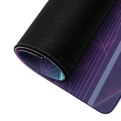 Nissan GT-R R35 Inspired Silver Purple Vaporwave Gaming Mouse Pad – Neon JDM Garage Desk Mat with Cyberpunk Nightscape and Reflective Synthwave Art