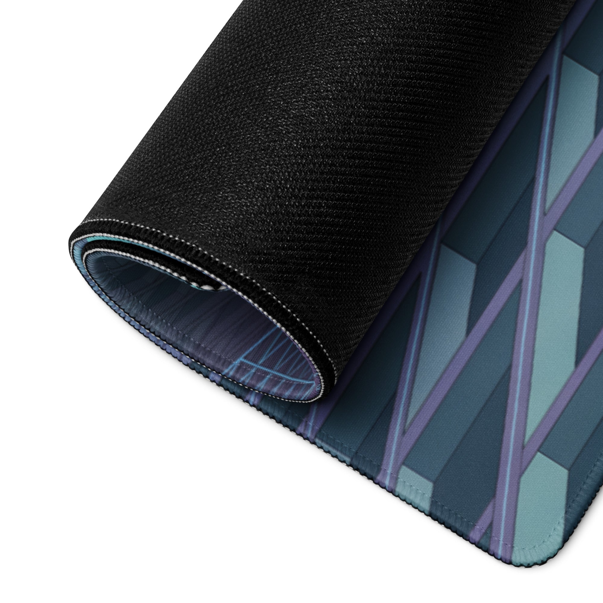 Porsche 911 GT3 RS Inspired Blue Purple Vaporwave Gaming Mouse Pad – Futuristic Grid Desk Mat with Geometric Cyberpunk Architecture and Synthwave Art