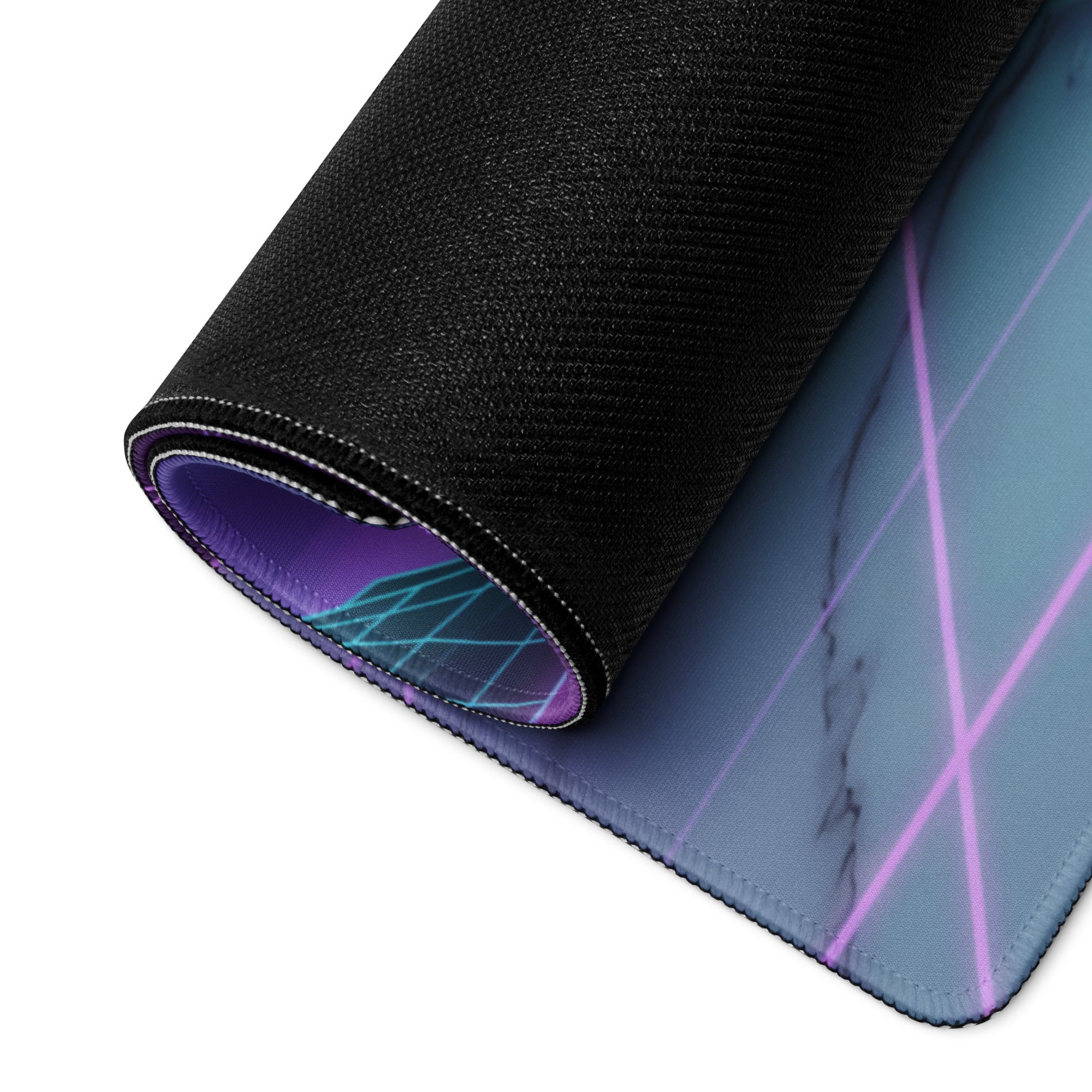 Lamborghini Countach Inspired White Purple Vaporwave Gaming Mouse Pad – Neon Sunset Grid Desk Mat with Retro Futuristic Palm Tree and Synthwave Supercar Art