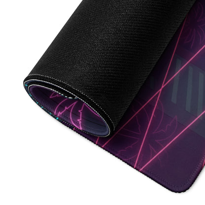 Lamborghini Temerario Inspired Orange Vaporwave Gaming Mouse Pad – Neon Cyberpunk City Desk Mat, Retro Futuristic Supercar Digital Artwork