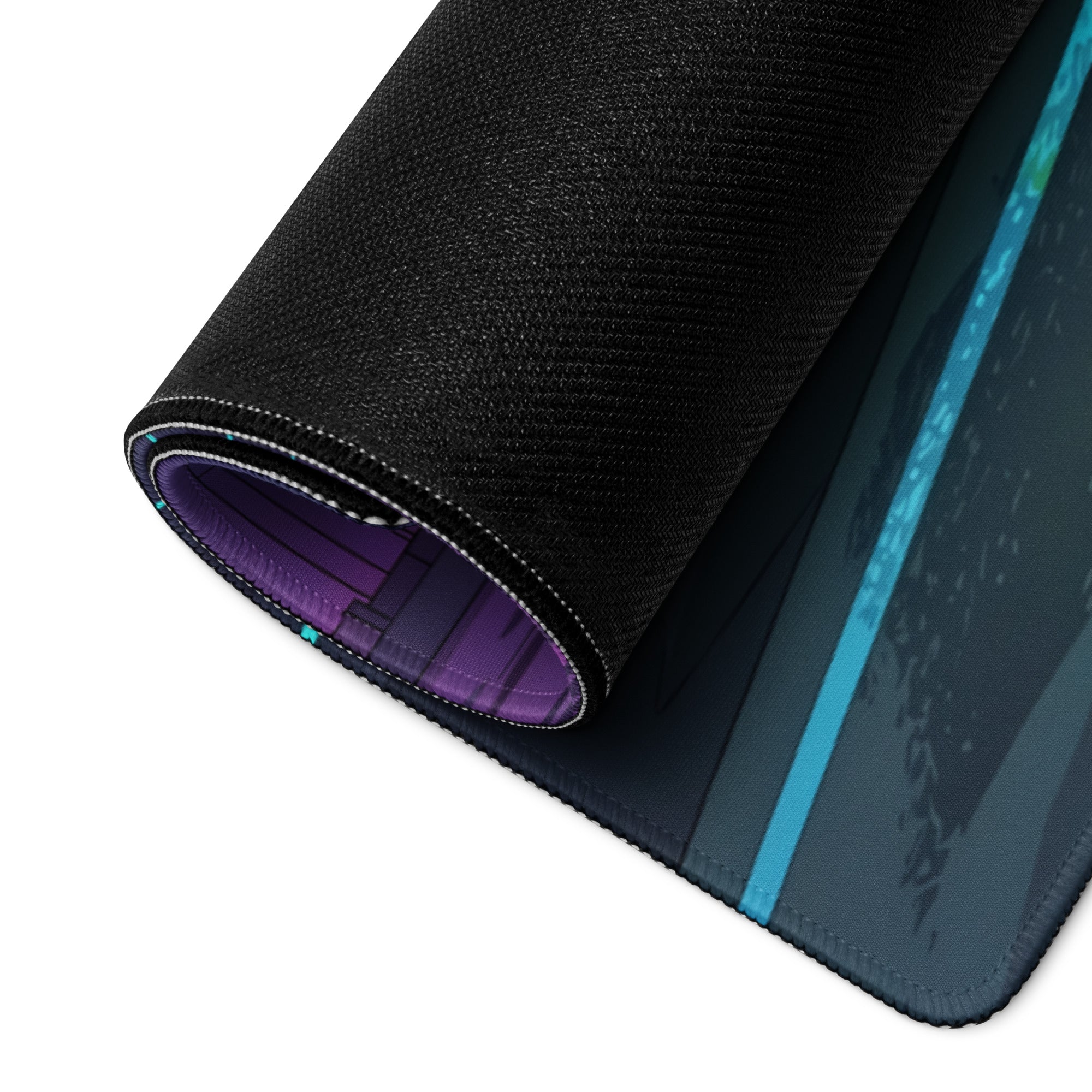 Ferrari F40 Inspired White Purple Vaporwave Gaming Mouse Pad – Neon Rainy City Desk Mat, Retro Futuristic Supercar Digital Artwork