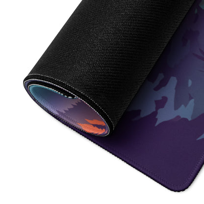 Lamborghini Aventador SVJ Inspired Bronze Vaporwave Gaming Mouse Pad – Neon Forest Highway Desk Mat, Retro Futuristic Supercar Landscape Art