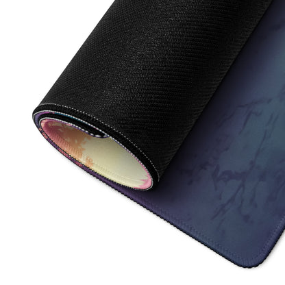 Ford GT Inspired White Pink Vaporwave Gaming Mouse Pad – Dreamy Sunset Boulevard Desk Mat, Retro Futuristic Supercar Digital Landscape Art