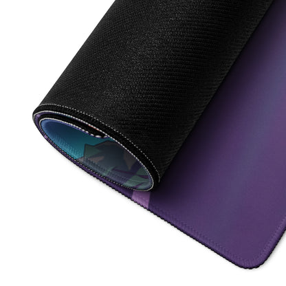Mercedes-AMG GT R Inspired Red Purple Vaporwave Gaming Mouse Pad – Neon Industrial Parking Lot Desk Mat, Retro Futuristic Sports Car Digital Art