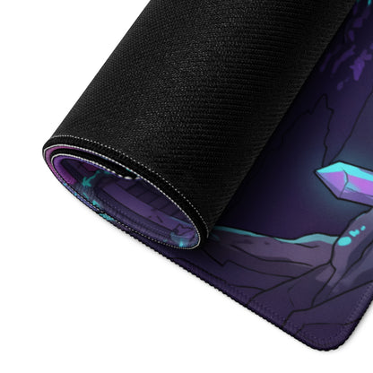 Ferrari SF90 Stradale Inspired Purple Vaporwave Gaming Mouse Pad – Neon Cyan Industrial Ruins Desk Mat, Retro Futuristic Supercar Digital Art