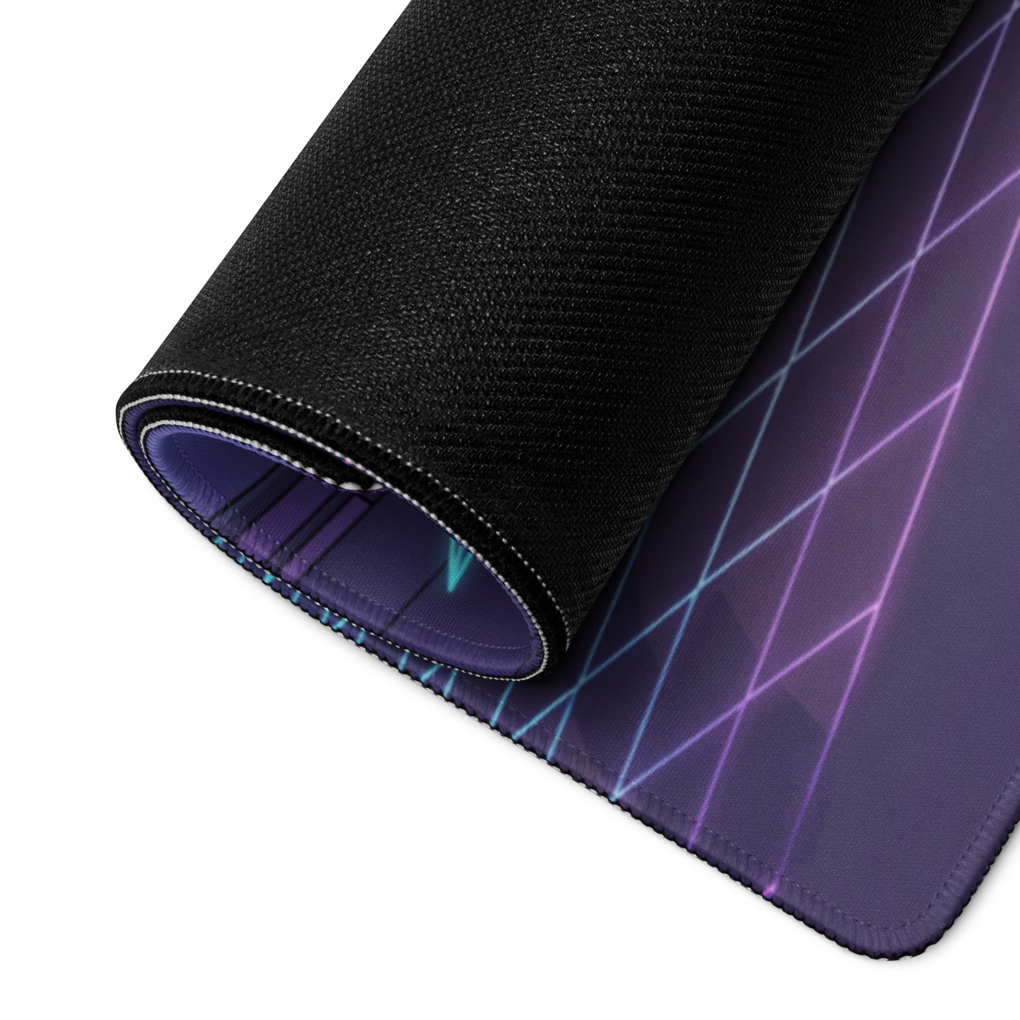 Lamborghini Countach Inspired White Purple Vaporwave Gaming Mouse Pad – Neon Sunset City Desk Mat, Retro Futuristic Supercar Digital Artwork