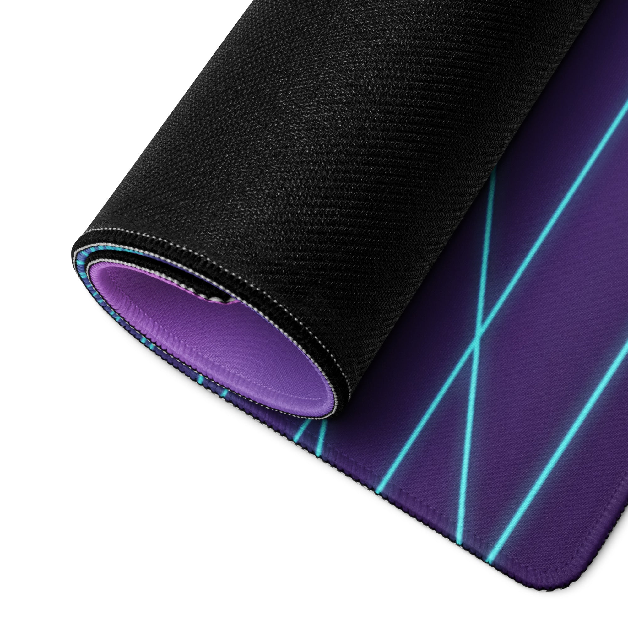 Koenigsegg Jesko Inspired Gold Cyan Vaporwave Gaming Mouse Pad – Neon Grid Desk Mat, Retro Futuristic Hypercar Digital Artwork