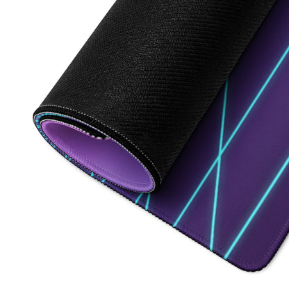 Koenigsegg Jesko Inspired Gold Cyan Vaporwave Gaming Mouse Pad – Neon Grid Desk Mat, Retro Futuristic Hypercar Digital Artwork