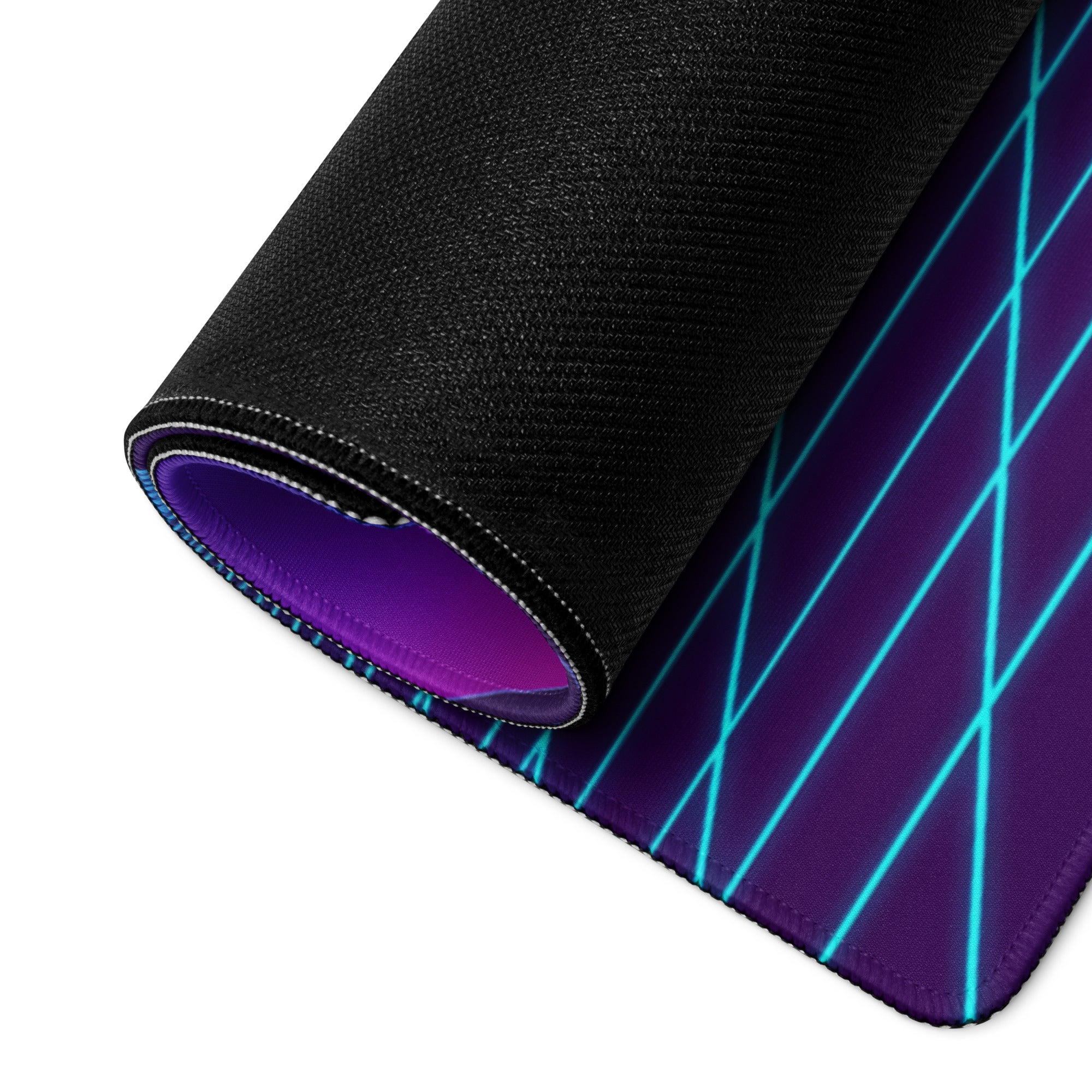Koenigsegg Jesko Attack Inspired White Purple Vaporwave Gaming Mouse Pad – Neon Grid Mountain Desk Mat, Retro Futuristic Hypercar Digital Artwork