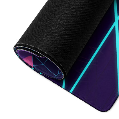 Lamborghini Revuelto Inspired Yellow Vaporwave Gaming Mouse Pad – Neon Grid Sunset Desk Mat, Retro Futuristic Synthwave Supercar Digital Art