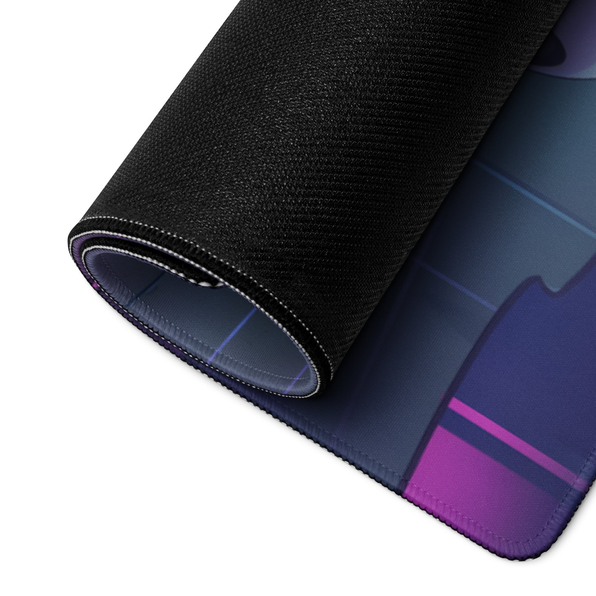 Ferrari SF90 Stradale Inspired White Purple Vaporwave Gaming Mouse Pad – Neon Parking Garage Desk Mat, Futuristic Synthwave Supercar Digital Artwork