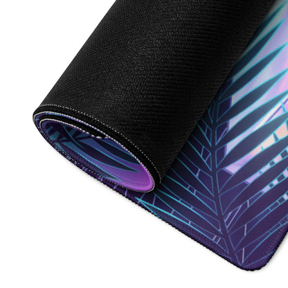 Lamborghini Huracán Performante Spyder Inspired Blue Vaporwave Gaming Mouse Pad – Neon Tropical Ocean Desk Mat, Retro Futuristic Synthwave Supercar Art