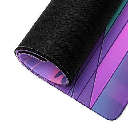Porsche 911 GT3 RS Inspired White Vaporwave Gaming Mouse Pad – Pastel Neon Palm Grid Desk Mat, Retro Futuristic Synthwave Sports Car Digital Art