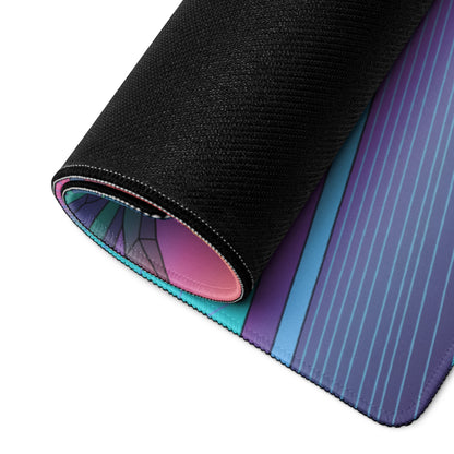 Nissan GT-R R35 Inspired Black Red Vaporwave Gaming Mouse Pad – Neon Pink Cyan Highway Desk Mat, Retro Futuristic JDM Supercar Digital Art