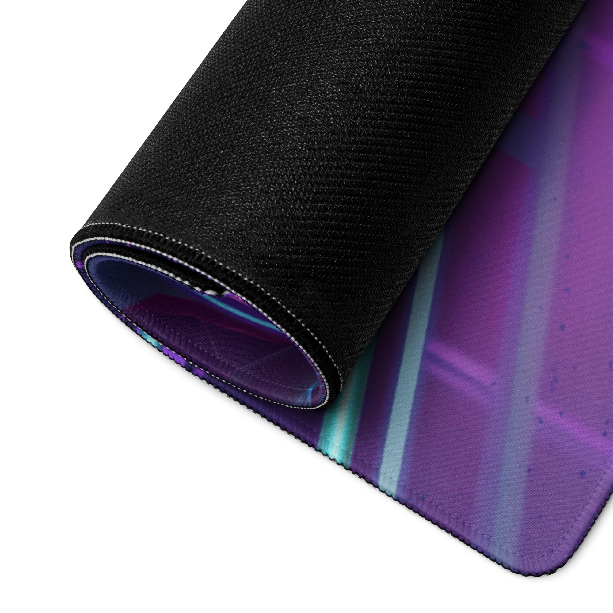 Pagani Huayra BC Roadster Inspired Silver Purple Vaporwave Gaming Mouse Pad – Neon Grid Bridge Desk Mat, Retro Futuristic Hypercar Sunset Digital Art