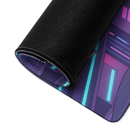 Audi R8 V10 Inspired Blue Purple Vaporwave Gaming Mouse Pad – Neon Cyber City Desk Mat, Retro Futuristic Supercar Reflection Digital Art