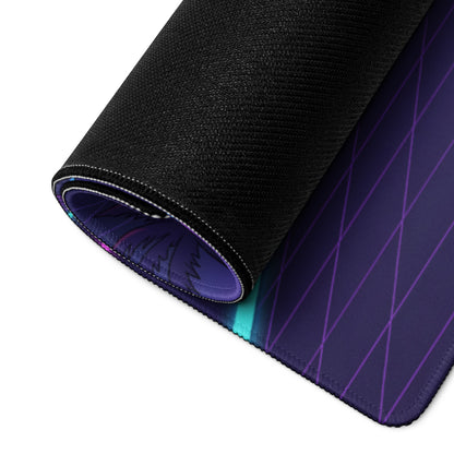 Cadillac V-Series.R Inspired Red Black Vaporwave Gaming Mouse Pad – Neon Retro Gas Station Desk Mat, Futuristic Le Mans Hypercar Digital Art