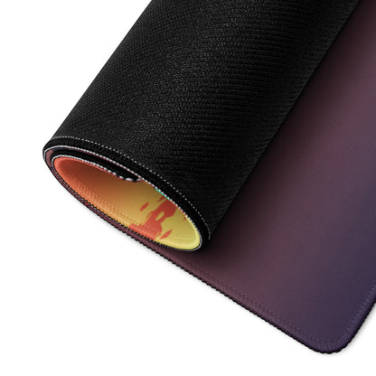 Aston Martin Vulcan Inspired Black Orange Vaporwave Gaming Mouse Pad – Dramatic Sunset Racetrack Desk Mat, Retro Futuristic Motorsport Digital Art