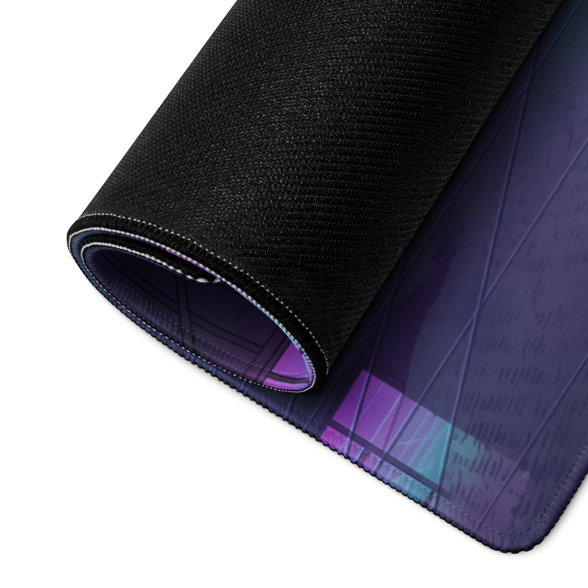 Aston Martin Valkyrie Inspired Purple Gold Vaporwave Gaming Mouse Pad – Neon Futuristic Garage Desk Mat, Cyberpunk Hypercar Digital Art