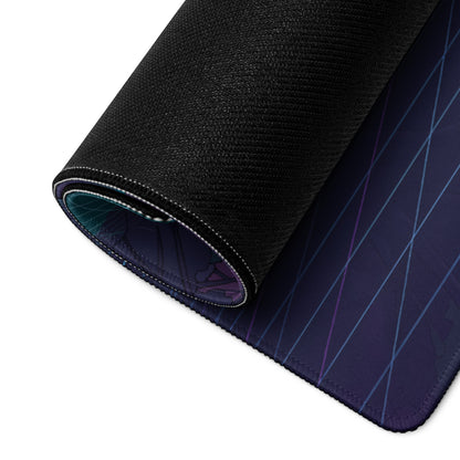 Lamborghini Revuelto Inspired Gray Purple Vaporwave Gaming Mouse Pad – Neon Forest Grid Desk Mat, Retro Futuristic Supercar Digital Art
