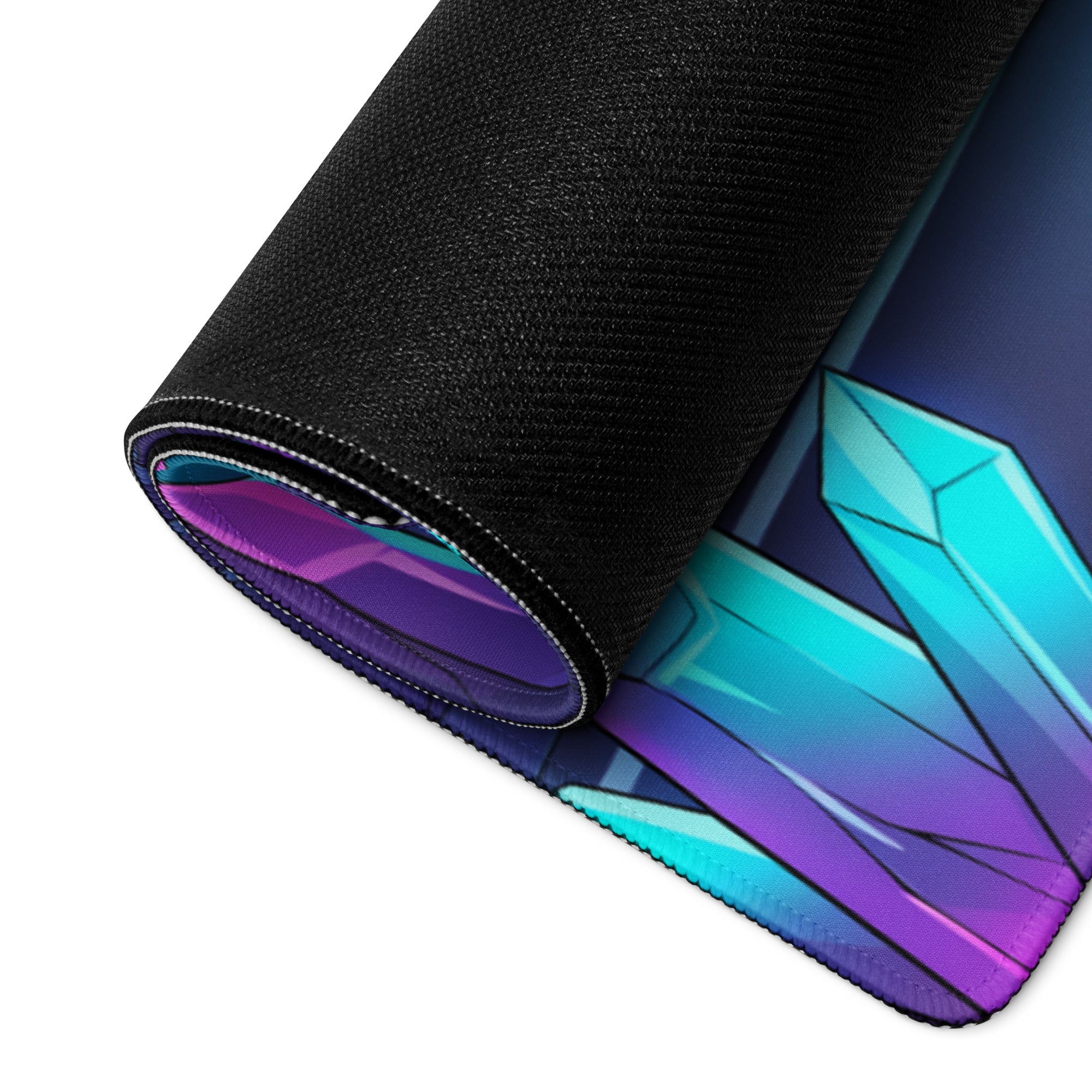 Lamborghini Huracán Inspired White Purple Vaporwave Gaming Mouse Pad – Neon Crystal Highway Desk Mat, Retro Futuristic Supercar Digital Art