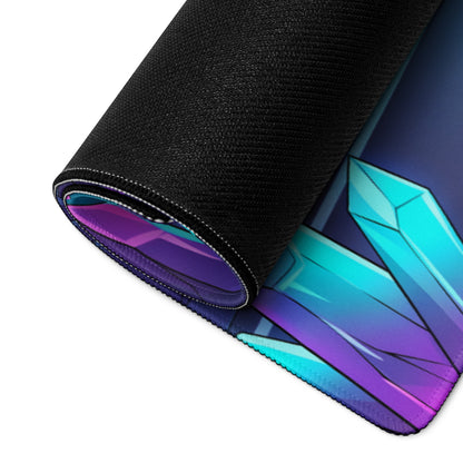 Lamborghini Huracán Inspired White Purple Vaporwave Gaming Mouse Pad – Neon Crystal Highway Desk Mat, Retro Futuristic Supercar Digital Art