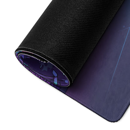 McLaren 765LT Spider Inspired Yellow Purple Vaporwave Gaming Mouse Pad – Neon Retro Grid Desk Mat, Futuristic Supercar Cityscape Digital Art