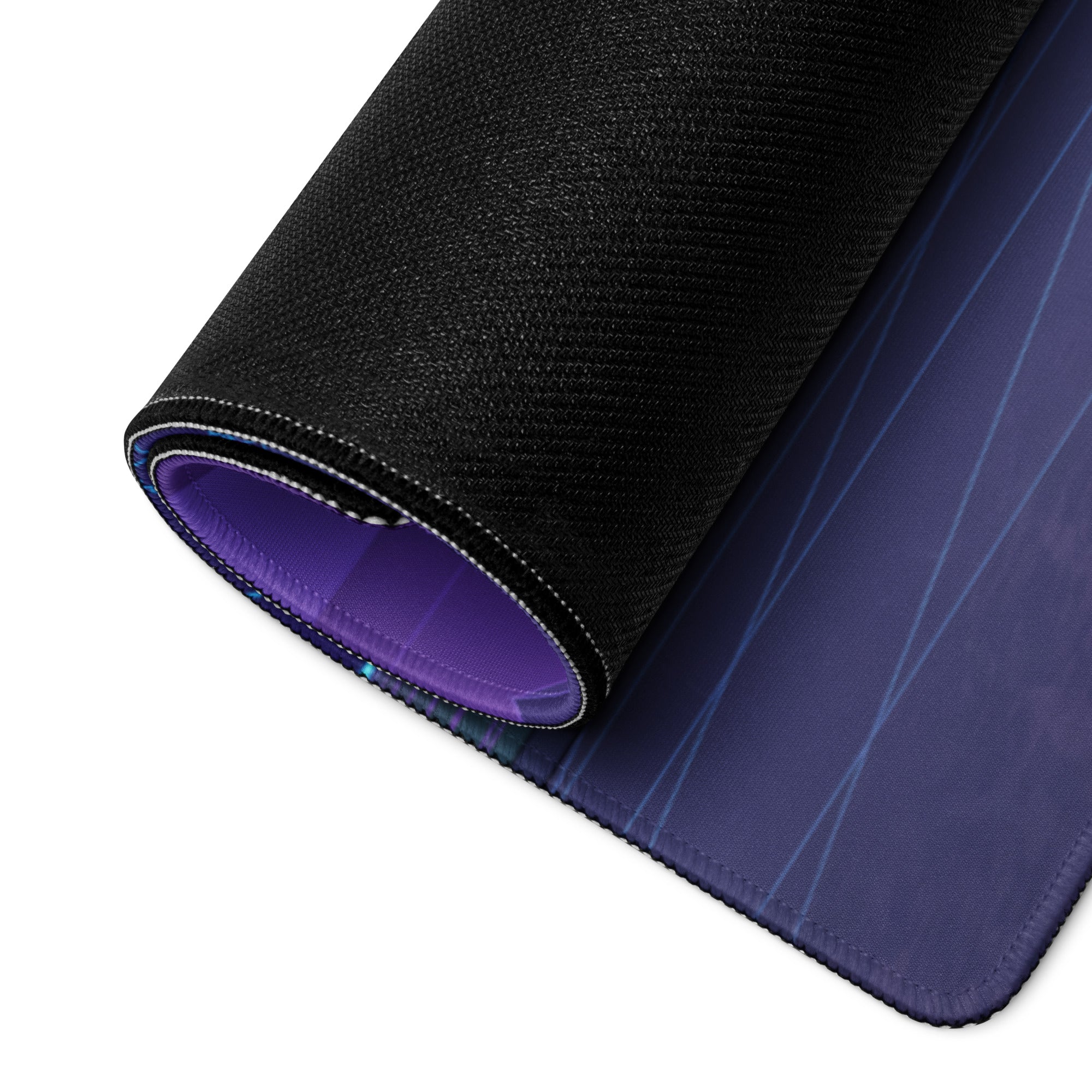 Aston Martin Vulcan Inspired Gunmetal Purple Vaporwave Gaming Mouse Pad – Neon Reflective Grid Desk Mat, Futuristic Hypercar Digital Artwork
