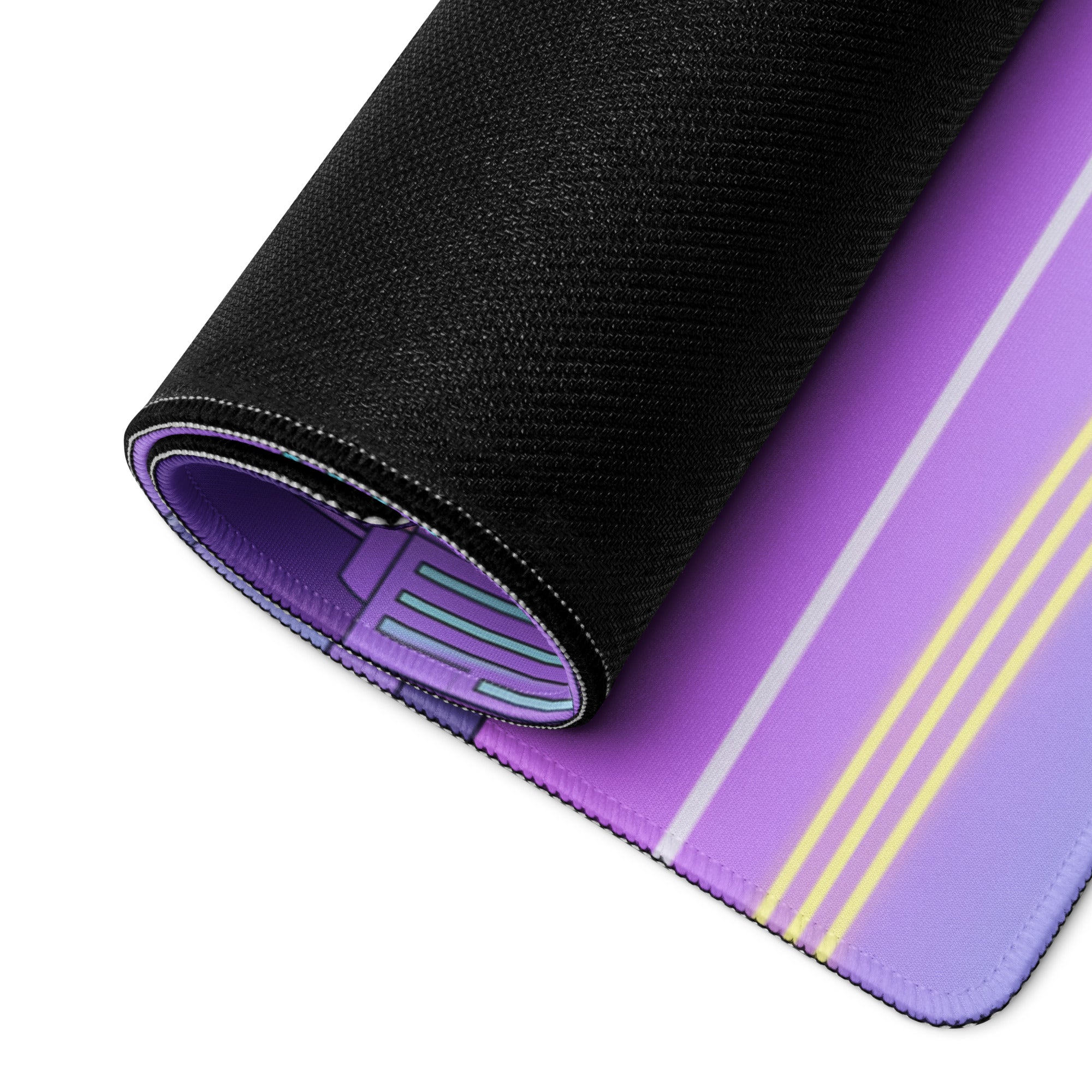 Lamborghini Aventador SVJ Inspired White Purple Vaporwave Gaming Mouse Pad – Neon Futuristic City Desk Mat, Retro Synthwave Supercar Digital Art