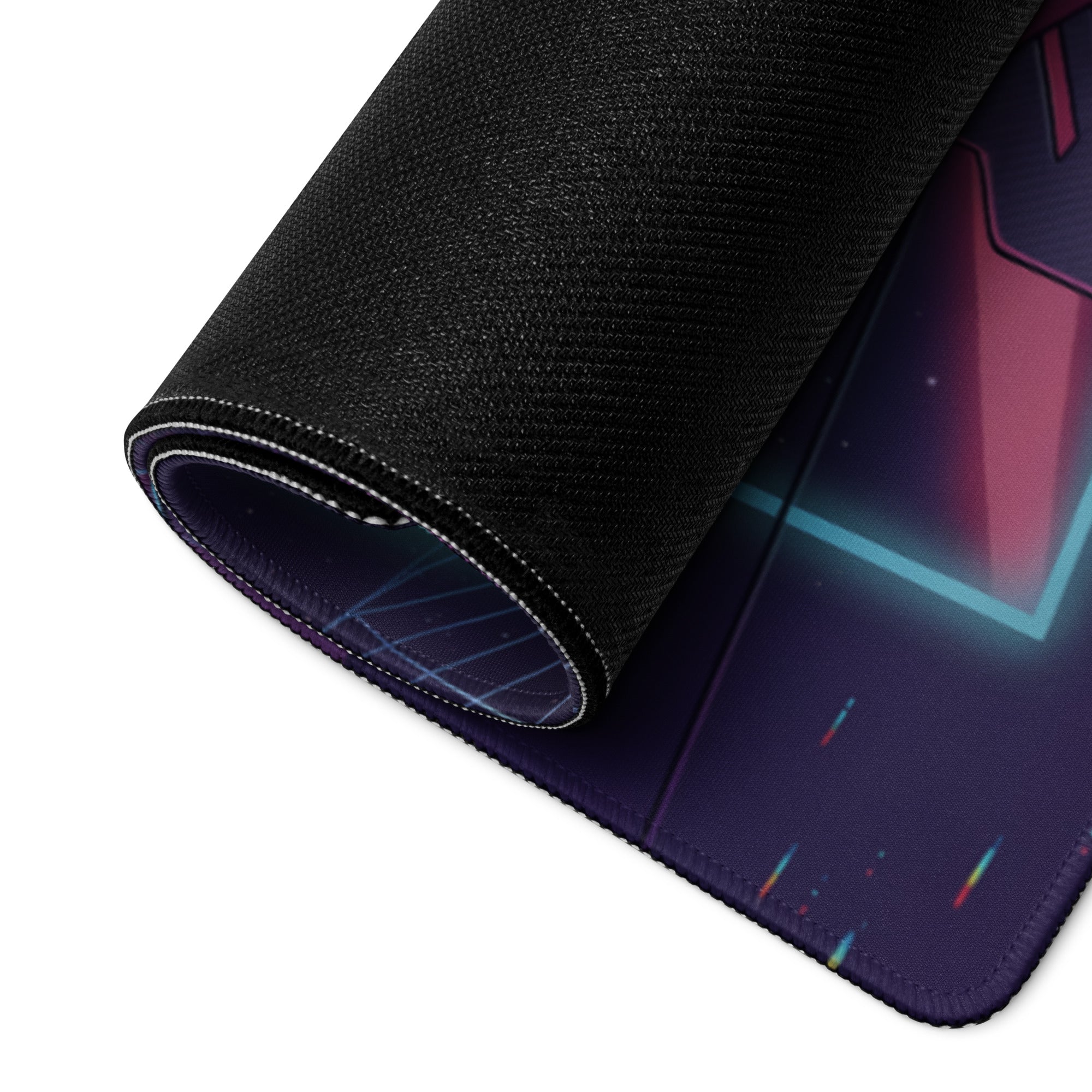 Ferrari 499P Inspired Red Purple Vaporwave Gaming Mouse Pad – Neon Retro Racing Garage Desk Mat, Futuristic Le Mans Hypercar Digital Artwork
