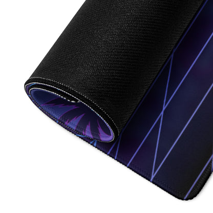 Aprilia RSV4 Xtrenta Inspired Silver Purple Vaporwave Gaming Mouse Pad – Neon Retro Grid Desk Mat, Futuristic Superbike Cityscape Digital Artwork
