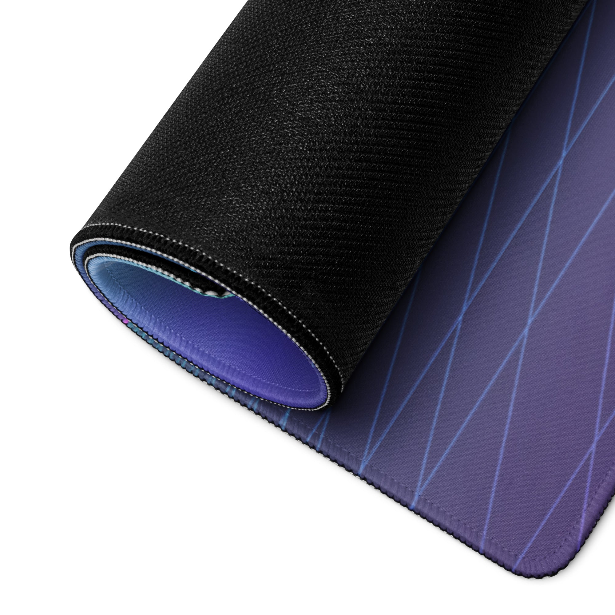 Yamaha R1 Inspired Blue Purple Vaporwave Gaming Mouse Pad – Neon Tropical Grid Desk Mat, Retro Futuristic Superbike Digital Artwork