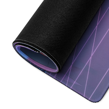 Aprilia RSV4 Xtrenta Inspired Purple Silver Vaporwave Gaming Mouse Pad – Neon Futuristic City Desk Mat, Retro Cyber Superbike Digital Artwork