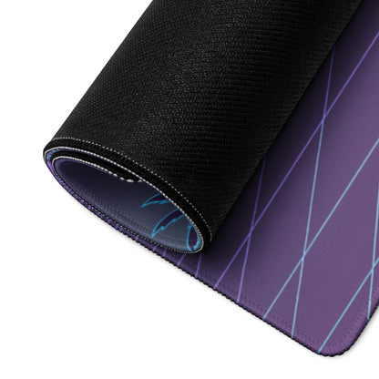 Yamaha YZF-R1 Inspired Blue Purple Vaporwave Gaming Mouse Pad – Neon Palm Grid Desk Mat, Retro Futuristic Synthwave Motorcycle Digital Art