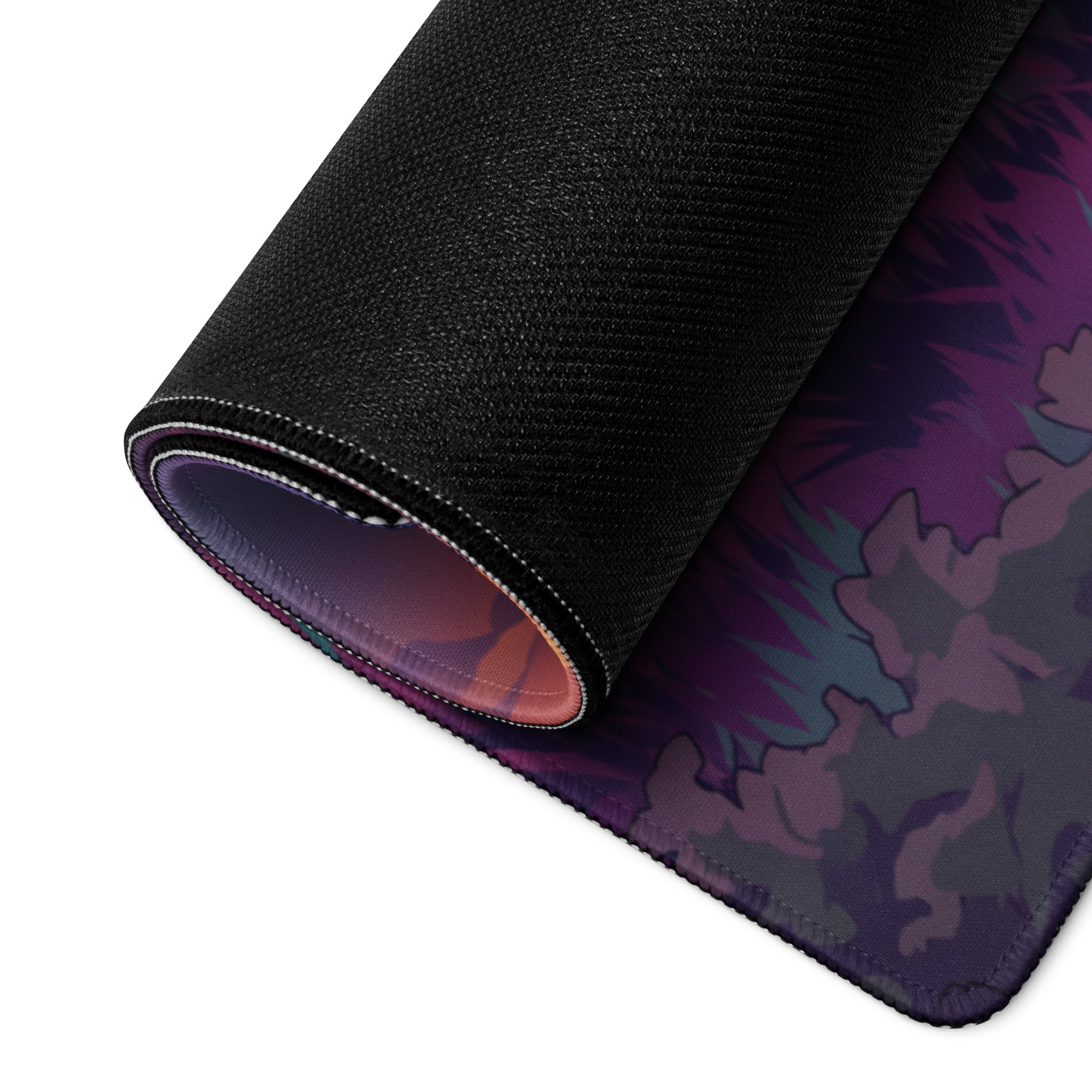 BMW R nineT Inspired Silver Purple Vaporwave Gaming Mouse Pad – Stormy Sunset Road Desk Mat, Neon Lightning Café Racer Digital Art
