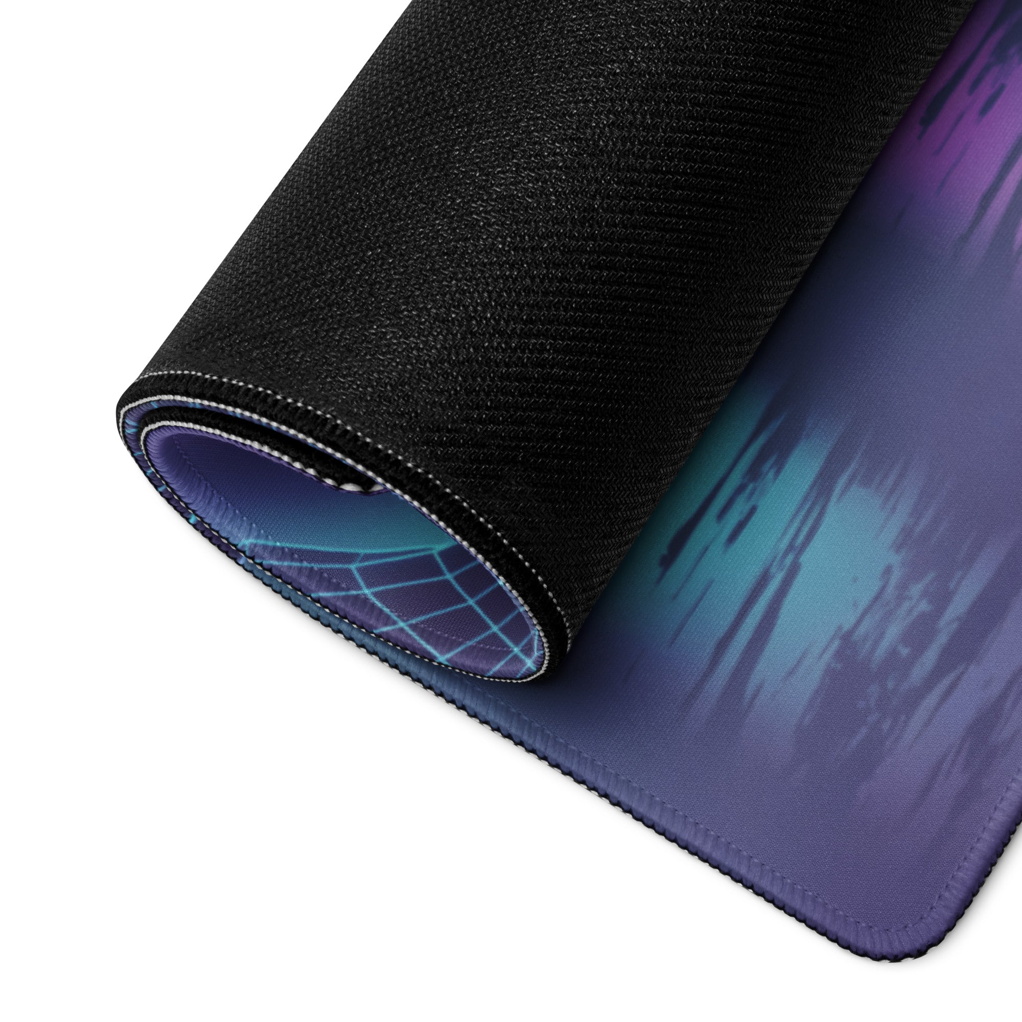 Ducati Streetfighter V4S Inspired White Purple Vaporwave Gaming Mouse Pad – Neon Grid Dreamscape Desk Mat, Retro Futuristic Superbike Digital Art