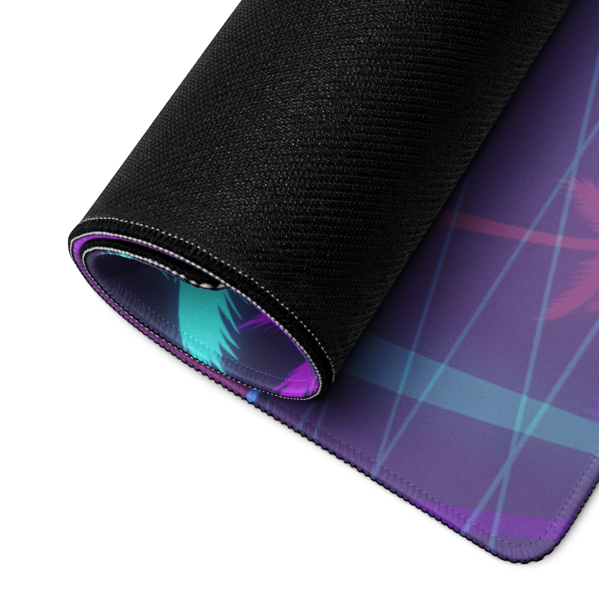 MV Agusta Superveloce 800 Inspired White Gold Vaporwave Gaming Mouse Pad – Neon Palm Sunset Desk Mat, Retro Futuristic Café Racer Digital Art