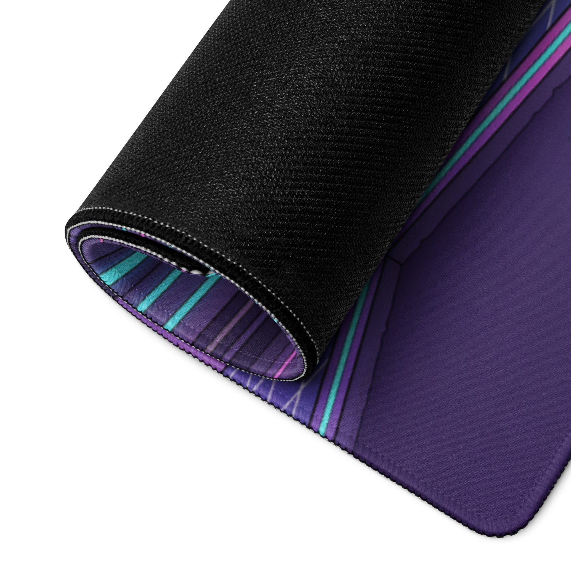 Yamaha YZF-R1 Inspired Blue Purple Vaporwave Gaming Mouse Pad – Neon Cyber City Desk Mat, Retro Futuristic Sportbike Digital Art