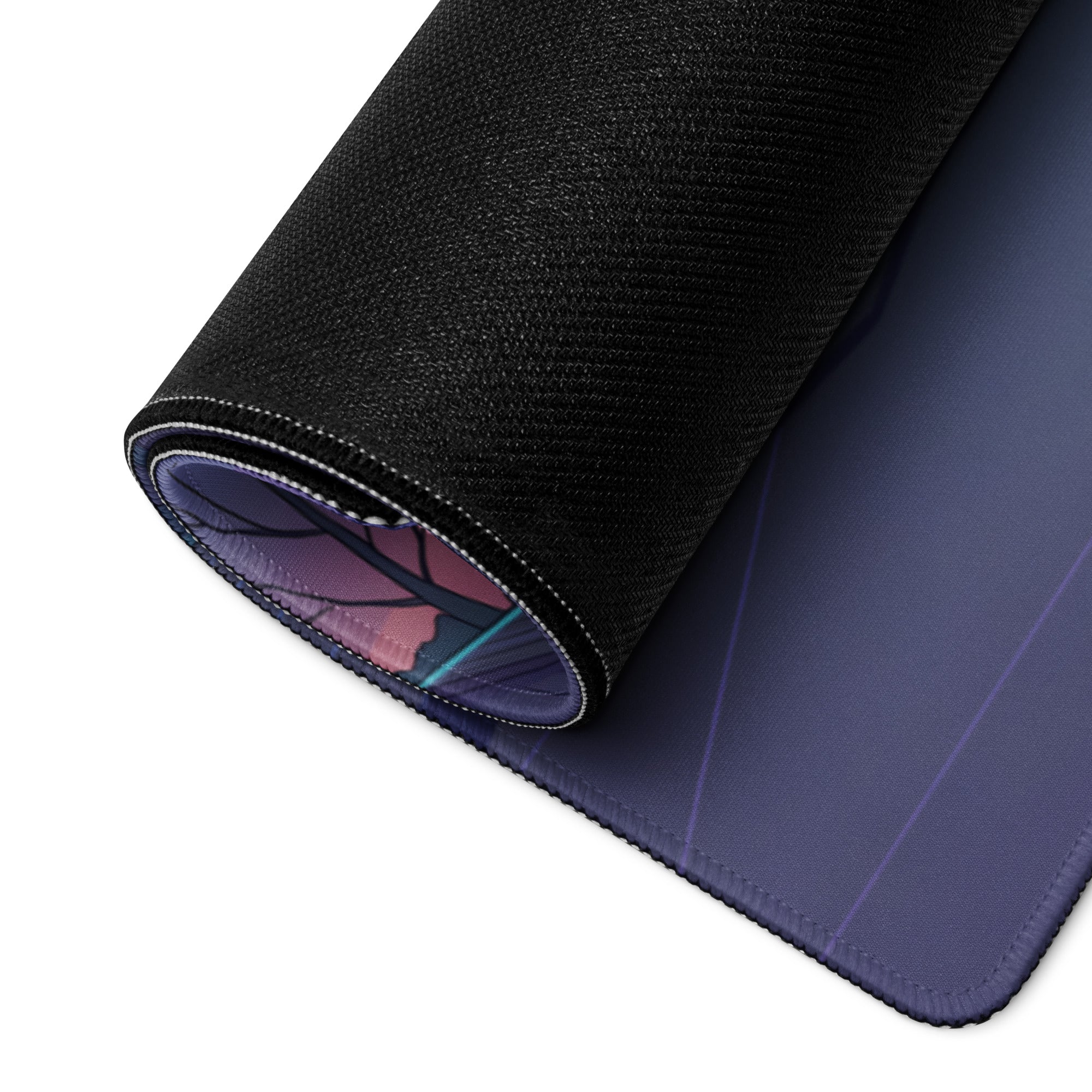 Ducati Panigale V4 Inspired Yellow Purple Vaporwave Gaming Mouse Pad – Twilight Suburban Street Desk Mat, Retro Futuristic Superbike Digital Art